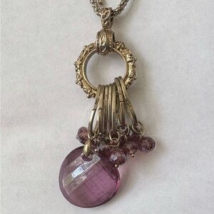 Elegant Gold and Purple Pendant Necklace